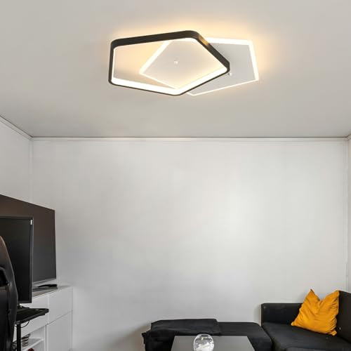 Modern LED Ceiling Light Fixture Dimmable Black Flush Mount Ceiling Lamp