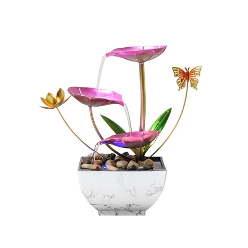 11‘’ H Pink Tabletop Water Fountain