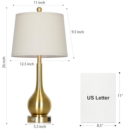 26" Gold Table Lamps Set of 2 for Living Room (2 Count)