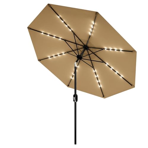 9 FT Patio Umbrella with Solar Lights