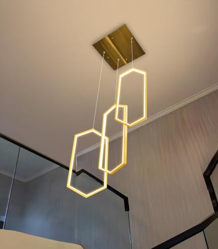 3 Rings Dimmable Pendant Lighting Adjust LED Mini Chandelier Ceiling Light Fixtures for Kitchen Island Dining Room Living Room Bedroom Gold