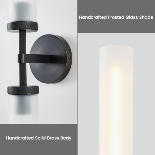 30" 2 Lights Hardwired Frosted Glass 2 PC Bathroom Wall Sconces