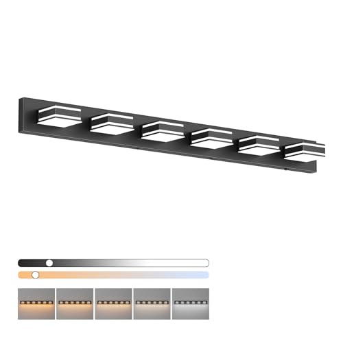 48inch Black Bathroom Vanity Light with 5 Color Temperatures