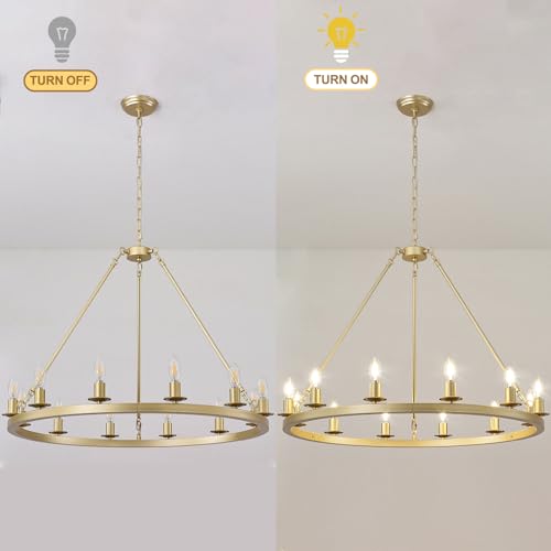 Gold Wagon Wheel Chandelier 32