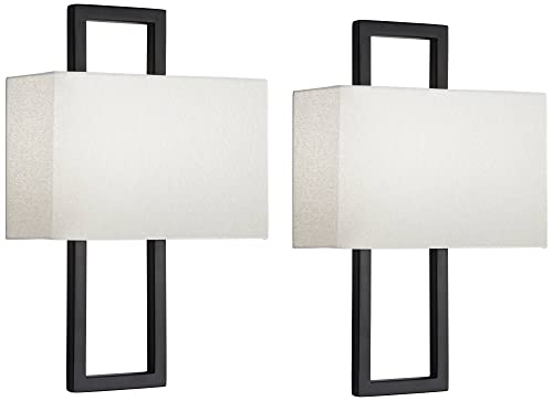 Modena 15 1 2" High Black Wall Sconce Set of 2 Modern Light Fixture (2 Count)