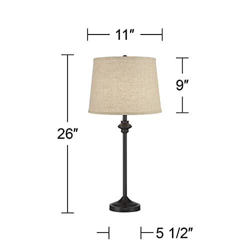 Lynn 26" Tall Buffet Table Lamps Set of 2 Burlap Shade Black Skinny (2 Count)