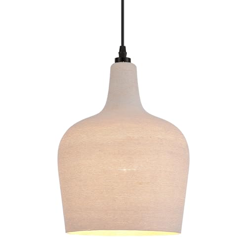 Large Hammered Glass Rattan Pendant Light Boho 1 Light Single Dome Pendant Lighting Fixtures for Kitchen Island Dining Room Hallway