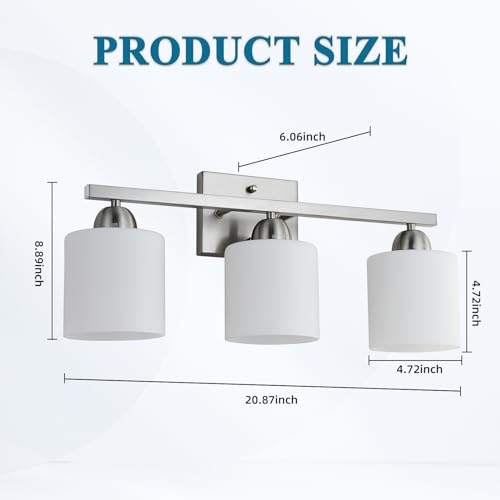 Stainless Steel Milk Glass Vanity Lights for Bathroom