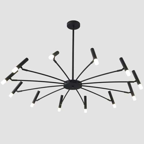 Mid Century Modern Sputnik Light Fixture Farmhouse Black Sputnik Chandelier Industrial Flush Mount Ceiling Light Vintage Schoolhouse Pendant Light