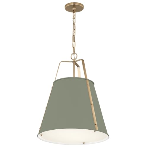 Etcher 18" 2 Light Updated Traditional Pendant with Satin Etched White Glass Diffuser in Heritage Green and Champagne Bronze