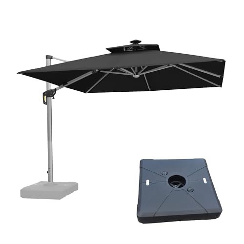 Patio Umbrella wtih Base 10'X10' Double Top LED Light
