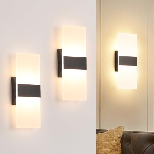Modern Black LED Wall Sconce Set of 2