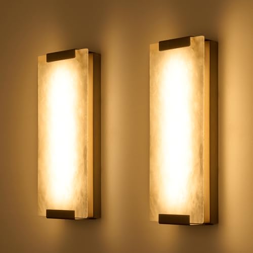 14.2in Alabaster Wall Sconces (2 Count)