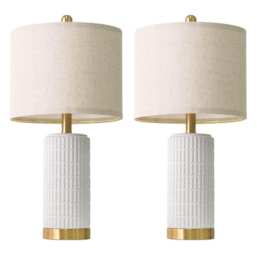 21.5'' Stone Like Bedside Table Lamps Set of 2 for Bedroom with 2 USB A+C (2 Count)