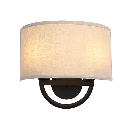 Industrial 2 Lights Wall Sconce Fixtures with Linen Fabric Shade