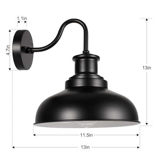 Outdoor Barn Light Outdoor Wall Sconce Farmhouse Exterior Wall Mount Light Vintage Outside Lighting Fixture Industrial Black White Lantern for Porch