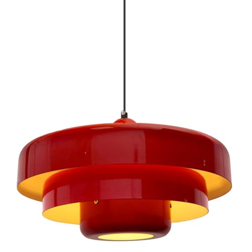 13.8" Red Pendant Light Industrial Dining Table Ceiling Light