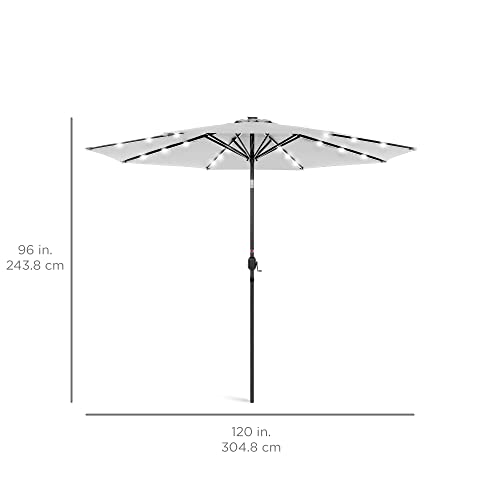 10ft Solar Polyester LED Lighted Patio Umbrella w