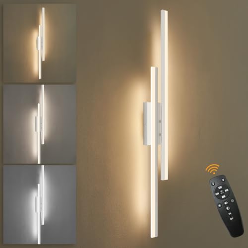 LED Wall Sconce Silver Modern Remote Wall Light Fixtures for Living Room