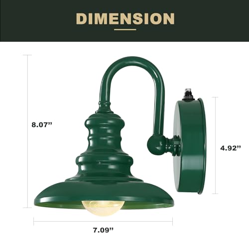 Dusk to Dawn Sensor Outdoor Gooseneck Barn Light Fixture Green