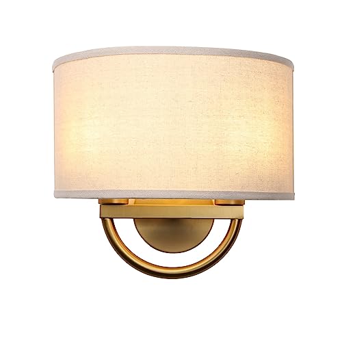 Industrial 2 Lights Wall Sconce Fixtures with Linen Fabric Shade