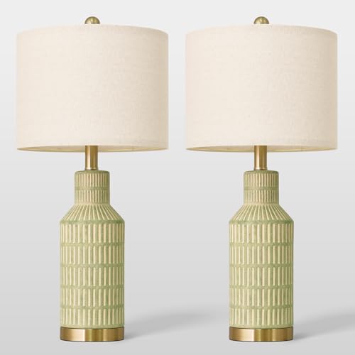 25" Green Ceramic Table Lamp (2 Count)