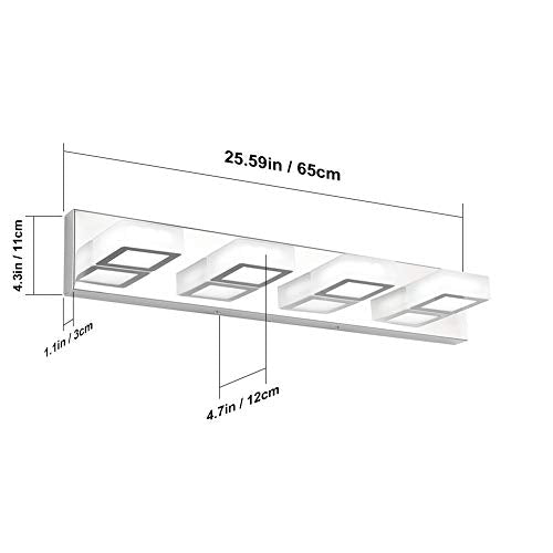 LED Modern Vanity Light Bathroom Vanity Lights Over Mirror Acrylic Bathroom Wall Light Fixtures Cool White 6000K