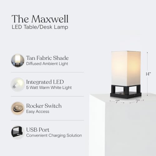 Maxwell Bedside Lamp with USB Port