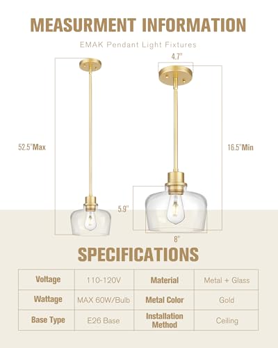 8 Inch Clear Glass Pendant Lights Kitchen Island