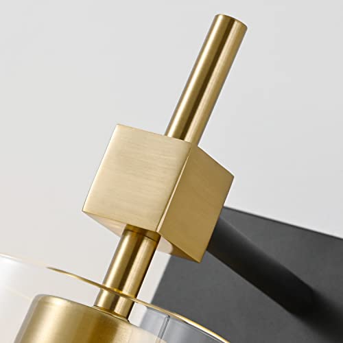 1 Light Vintage Vanity Light Bathroom Light Fixture Over Mirror for Bath Glass Shade Wall Light Black and Brass Lighting Fixture