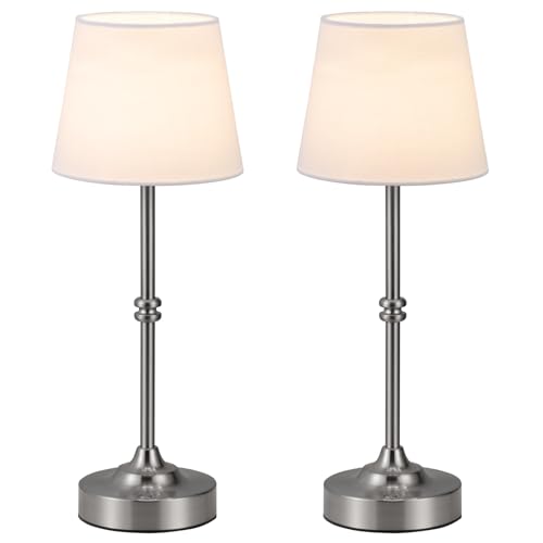 Rechargeable Cordless Table Lamp Silver (2 Count)