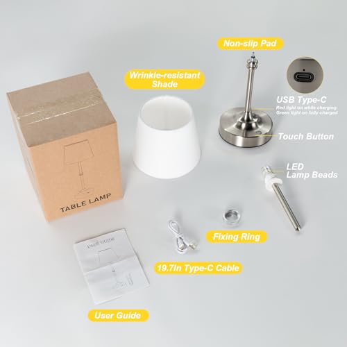 Rechargeable Cordless Table Lamp Silver
