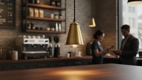 21603-31,Replacement Cone Metal Shade for Pendant Light,Burnished Brass,6"W x 6-1/2"H,Center Hole 1-5/8"