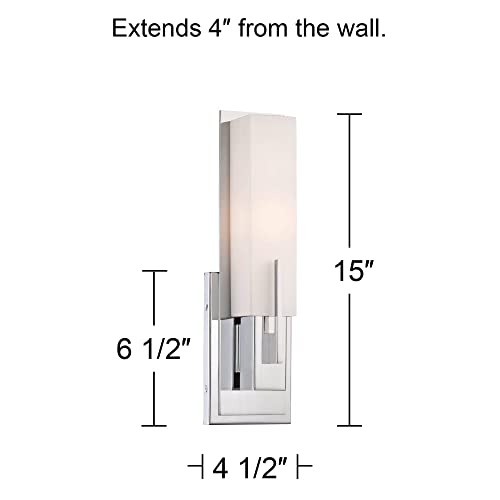 Midtown 15" High White Glass Chrome Modern Wall Mount Sconce Light Fixture