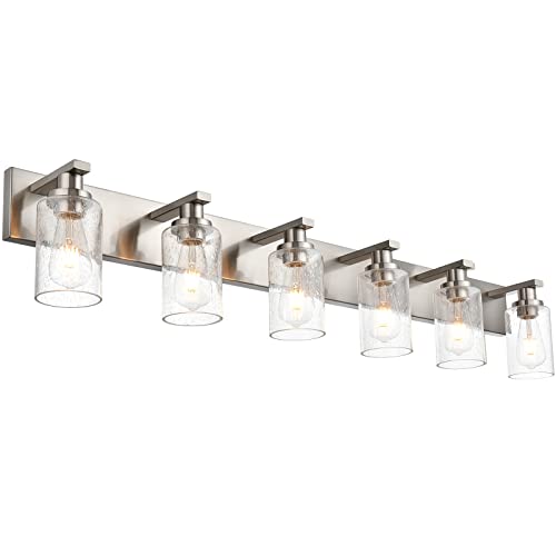 Bathroom Light Fixtures with Seeded Glass Shades
