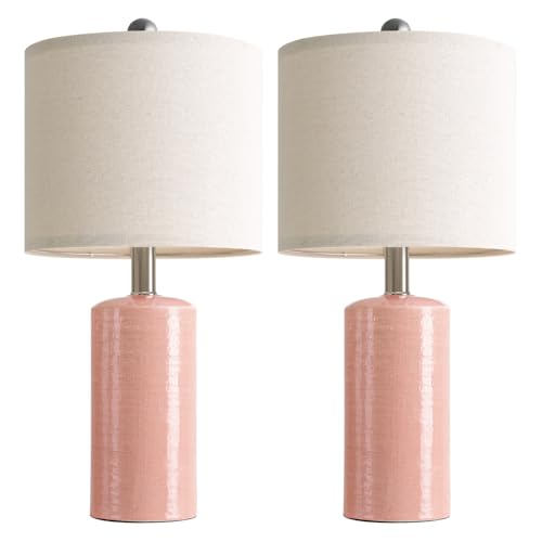 Small Table Lamps Set of 2 for Living Room 20.25" Pink Lamps Bedside Lamps (2 Count)