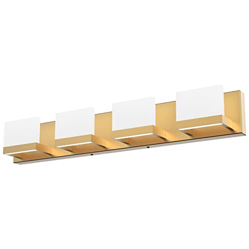 Gold Vanity Lights for Bathroom Modern LED 4 Lights Bathroom Vanity Lights Up and Down Wall Light Fixtures 6000K