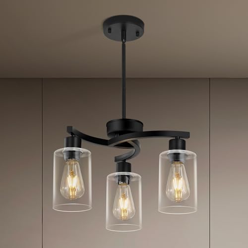 3 Light Modern Dining Chandeliers Over Table