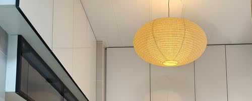 19.69Inch) Double-Layer Paper Lamp Shade, White Oblate Paper Lantern Pendant Light Shade,Bohemian Folding Ceiling light Shade, Paper Lantern Lamp Shade for Bedroom,Apartment (19.69inches)