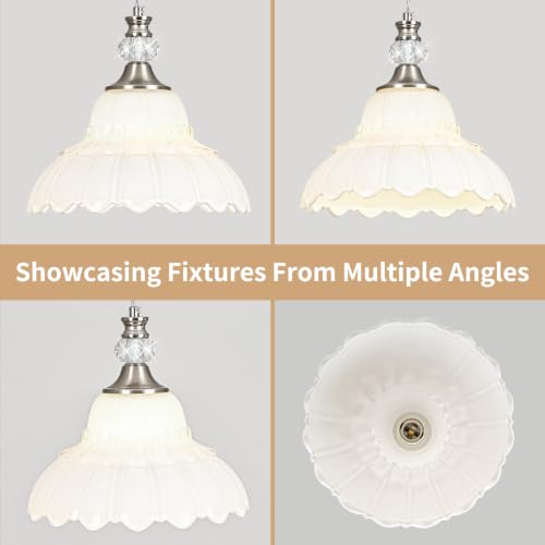 1 Piece Chandelier in Brushed Nickel Finish with White Flower (1-Light / Nickel and White)