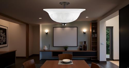 25016-65-1 Replacement Alabaster Glass shade for Flush Mount or Semi-Flush Mount, 1/2" Center Hole, 11-5/8" Diameter x 3-7/8" Height