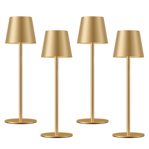 Cordless Table Lamp Rechargeable Gold (4 Count)