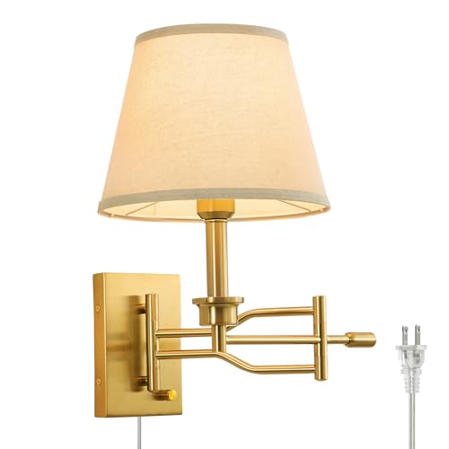 15" Gold Swing Arm Wall Sconce Adjustable Wall Lamp