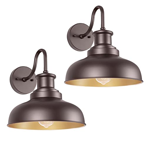 Outdoor Barn Lights Outdoor Wall Sconces Farmhouse Exterior Wall Mount Light Vintage Wall Lighting Fixture Industrial Bronze Lantern for Porch Entryway Garage Patio