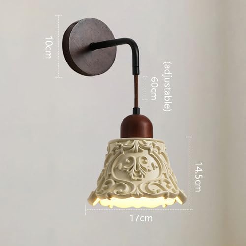 Modern Resin Wall Sconce Lighting Nordic Solid Wood Wall Lamp Wabi Sabi Cream Yellow Home Decor Lighting Fixture Cream Yellow Floral Finish, Japanese Style Walnut Wood Art Wall Sconces