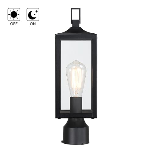 17 Inch Outdoor Lamp Post Light Dusk to Dawn Outside Lamp Posts Outdoor Lighting Exterior Gate Post Lights Photocell Pillar Lantern