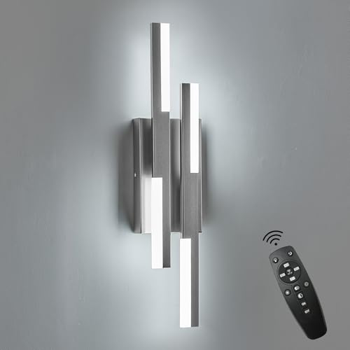 Modern LED Wall Sconce Silver Remote Wall Light Fixtures for Bathroom