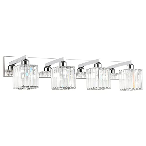 Bathroom Light Fixtures Crystal Modern Vanity Lighting Fixtures 4 Light Chrome Bathroom Vanity Light