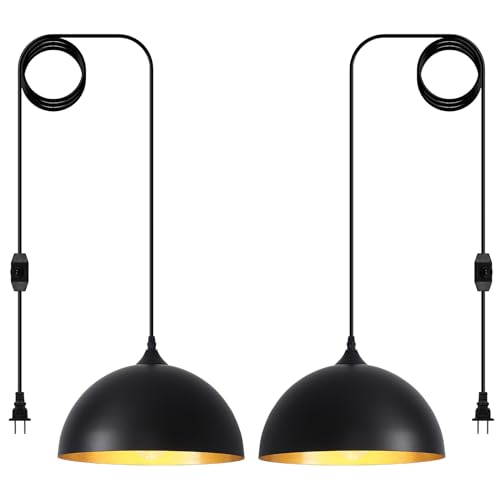 Black Plug in Pendant Light 2 Packs 11.8inch