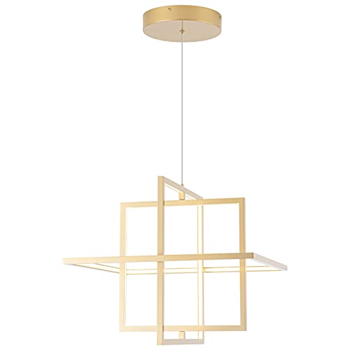 Modern Gold LED Square Hanging Pendant Chandelier